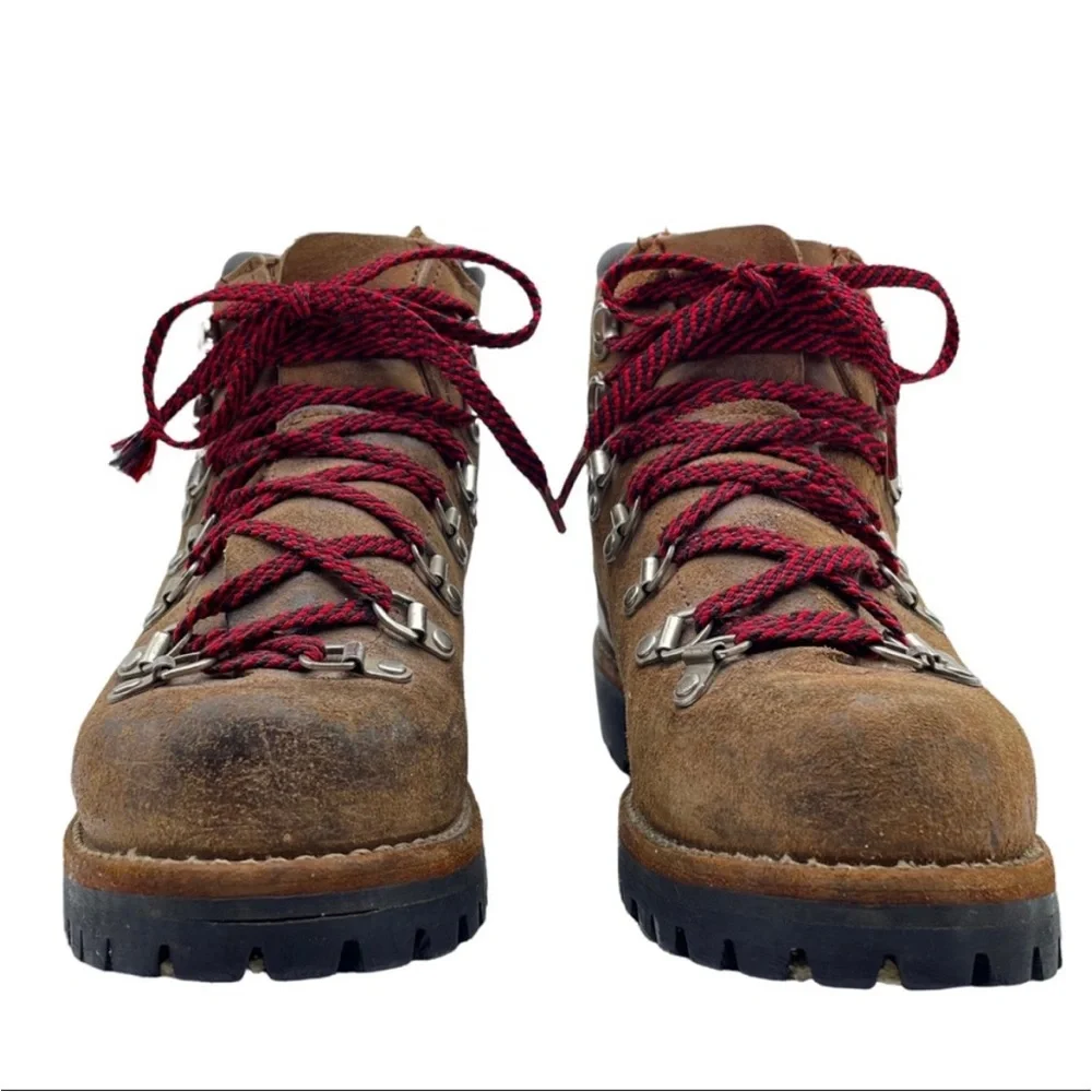 Vintage Vasque Hiking Boots Vibram Soles Brown Suede Leather Red Laces 7 A - Picture 6 of 13